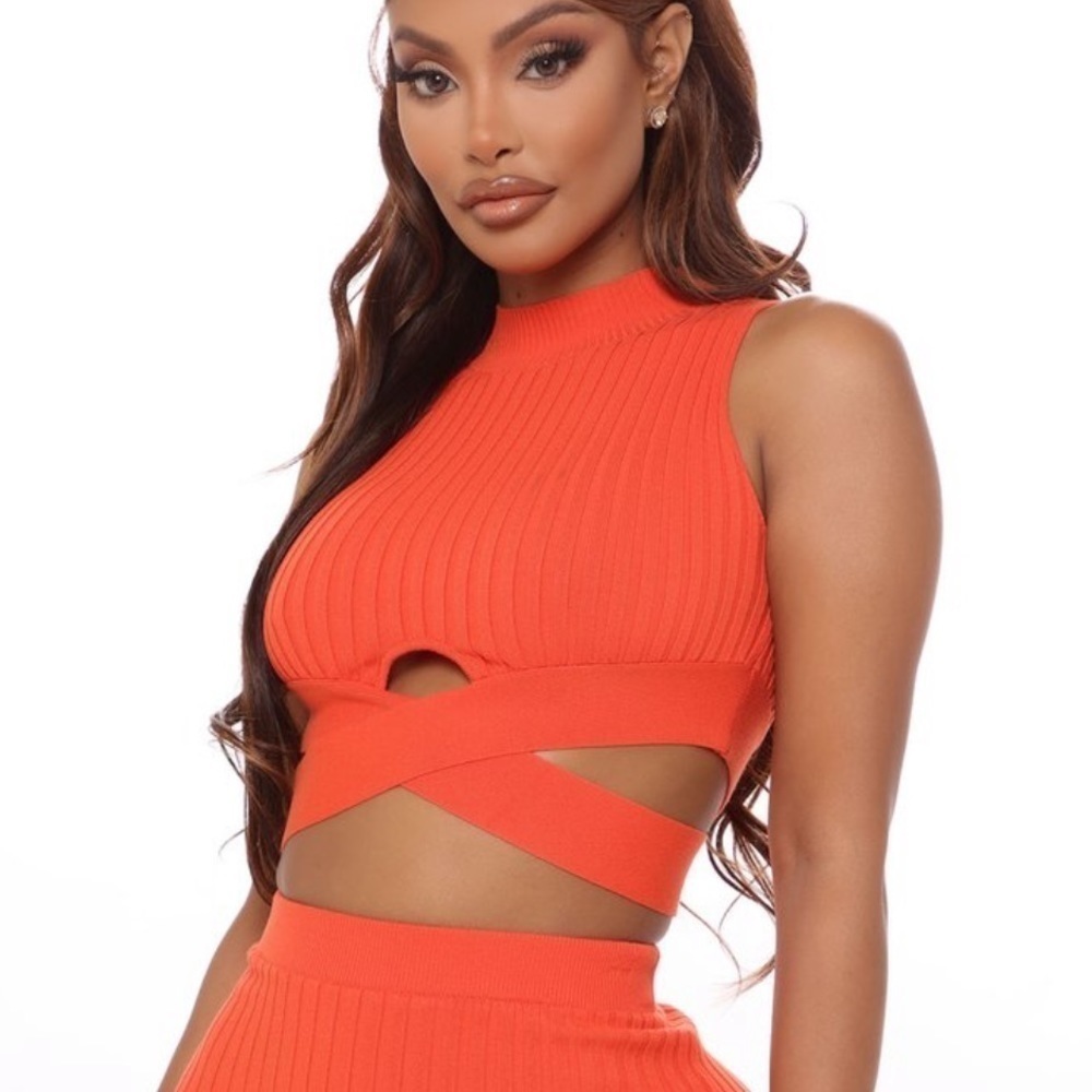 NWT Fashion Nova Orange Matching Ribbed Set - Picture 7 of 7